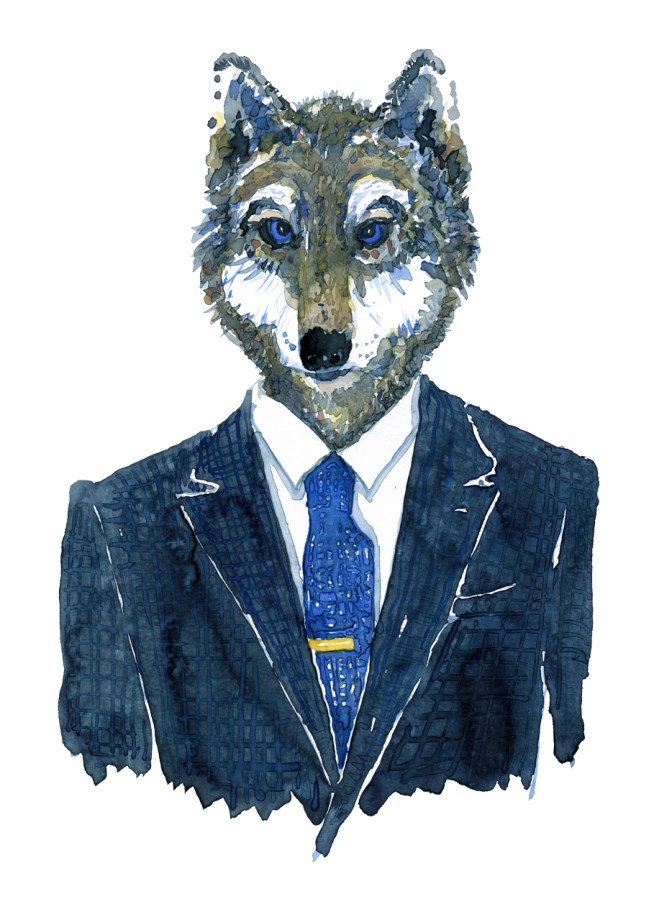 Wolf Man with blue eyes, artwork by Frits Ahlefeldt