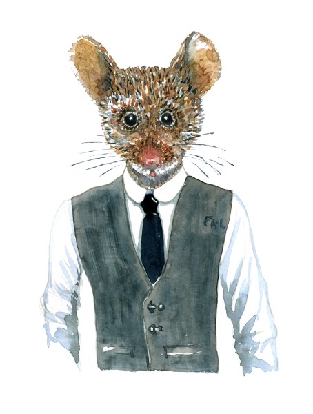 Mouse in clothing watercolor painting by Frits Ahlefeldt