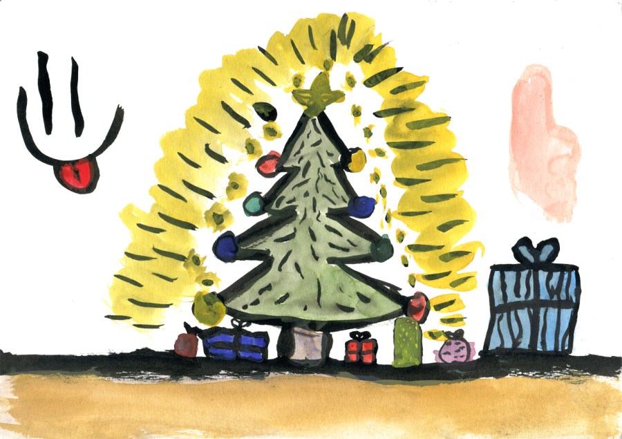 Christmas tree drawing by Freja