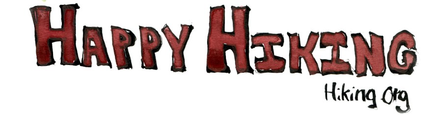 illustration of the text happy hiking and hiking.org