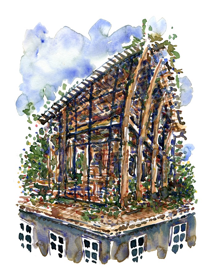 Little wood cabin on top of a city house design by Frits Ahlefeldt