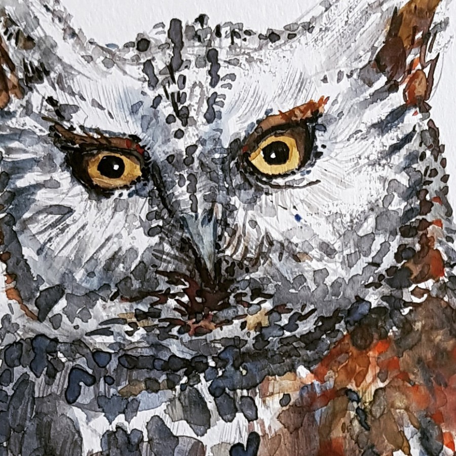 Owl watercolor painting by Frits Ahlefeldt