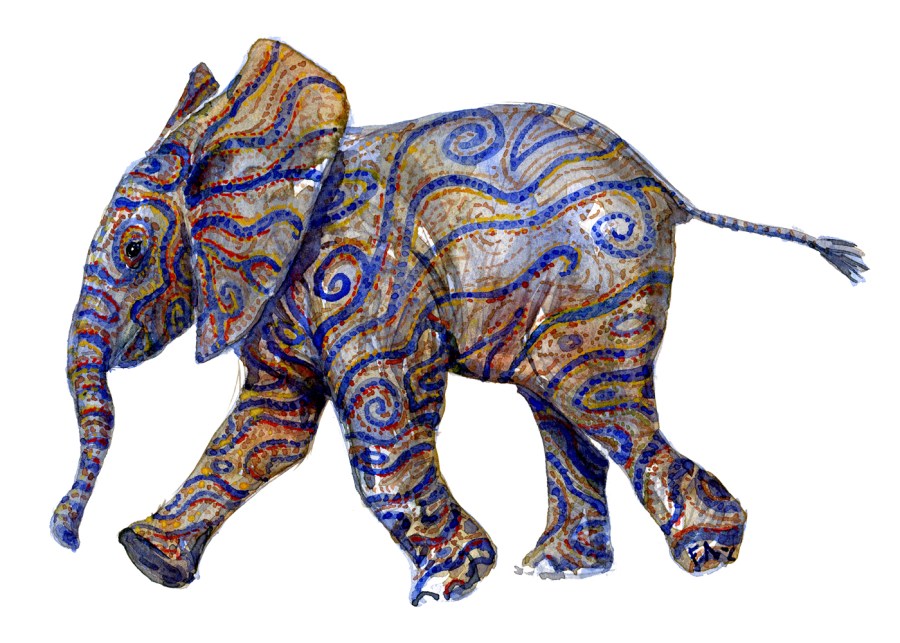 Elephant Tribal walking, by Frits Ahlefeldt