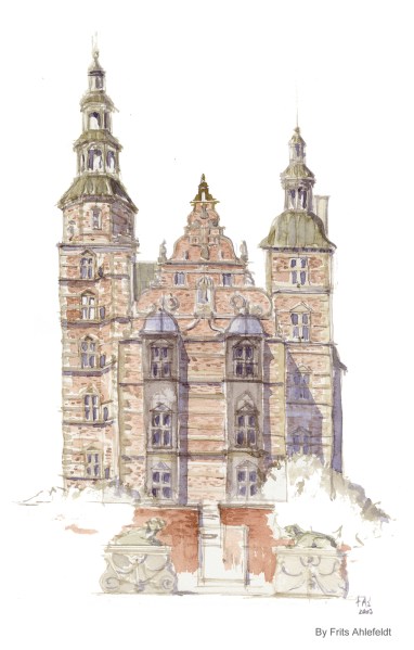 Royal Castle Copenhagen Watercolor painting by Frits Ahlefeldt