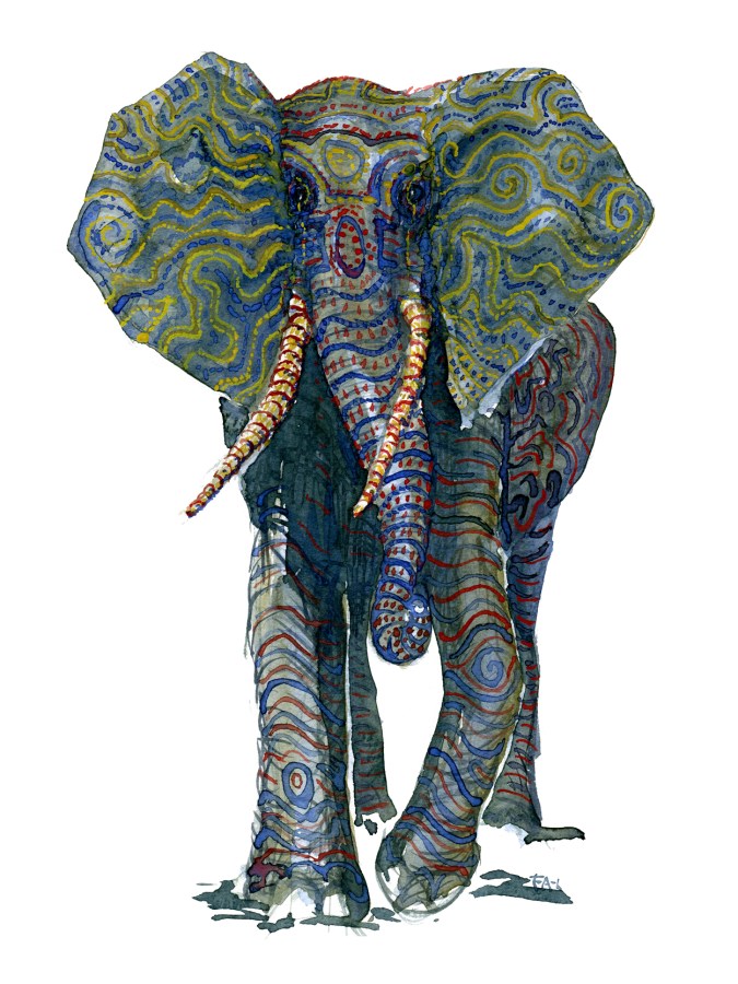 Front facing green elephant