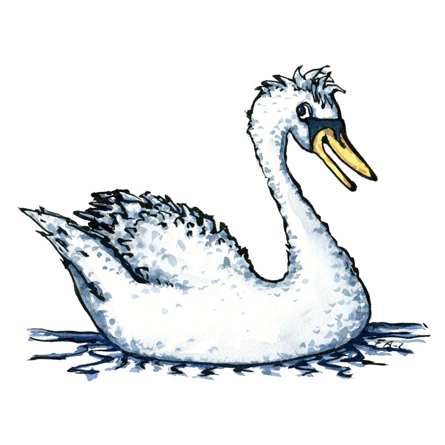 Illustration of the ugly duckling, drawing by Frits Ahlefeldt