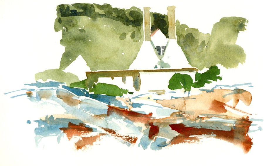 Smokery on Bornholm, Watercolor by Frits Ahlefeldt