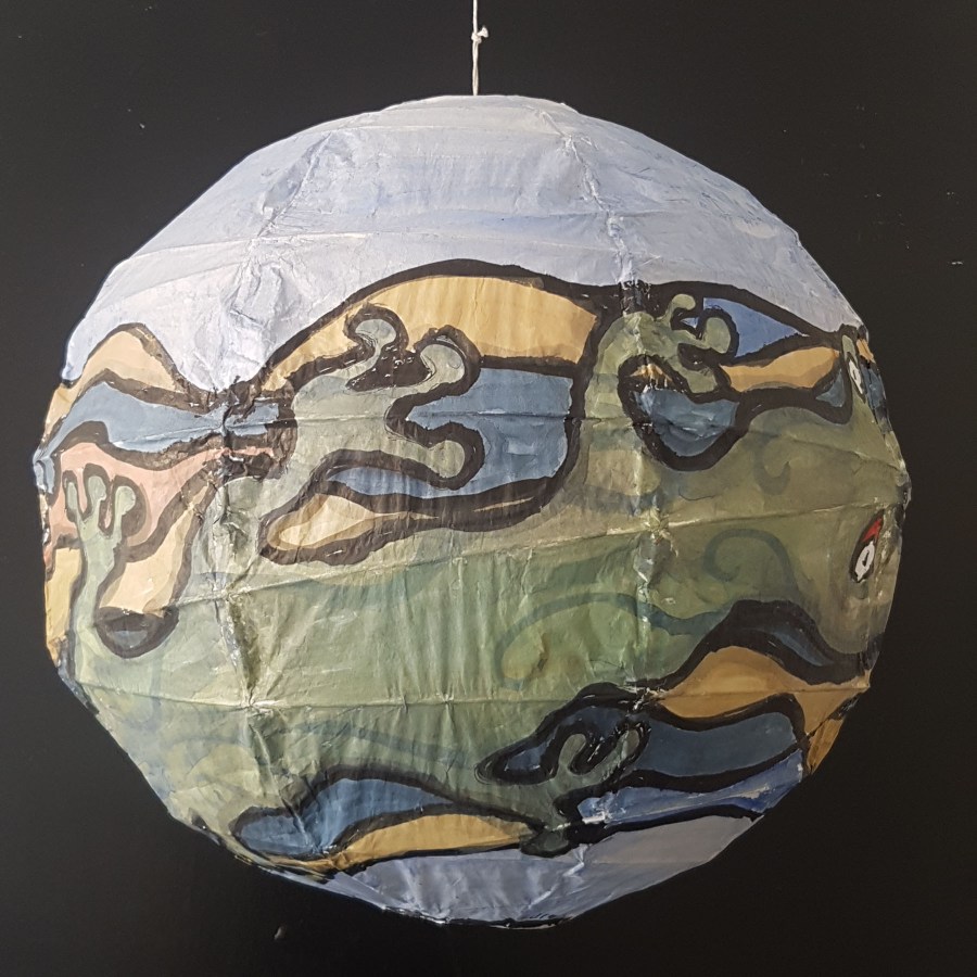 Art on sphere - painting by Frits Ahlefeldt