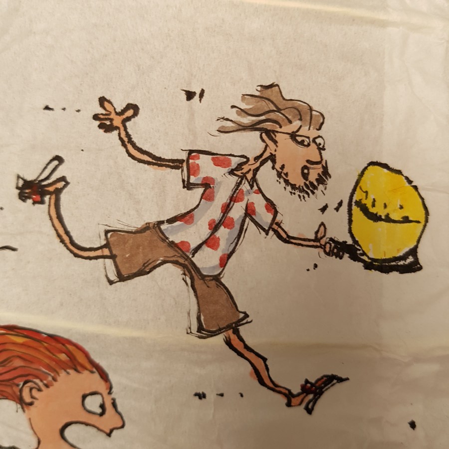Egg Run with egg timer Detail drawing by Frits Ahlefeldt on Rice paper lamp