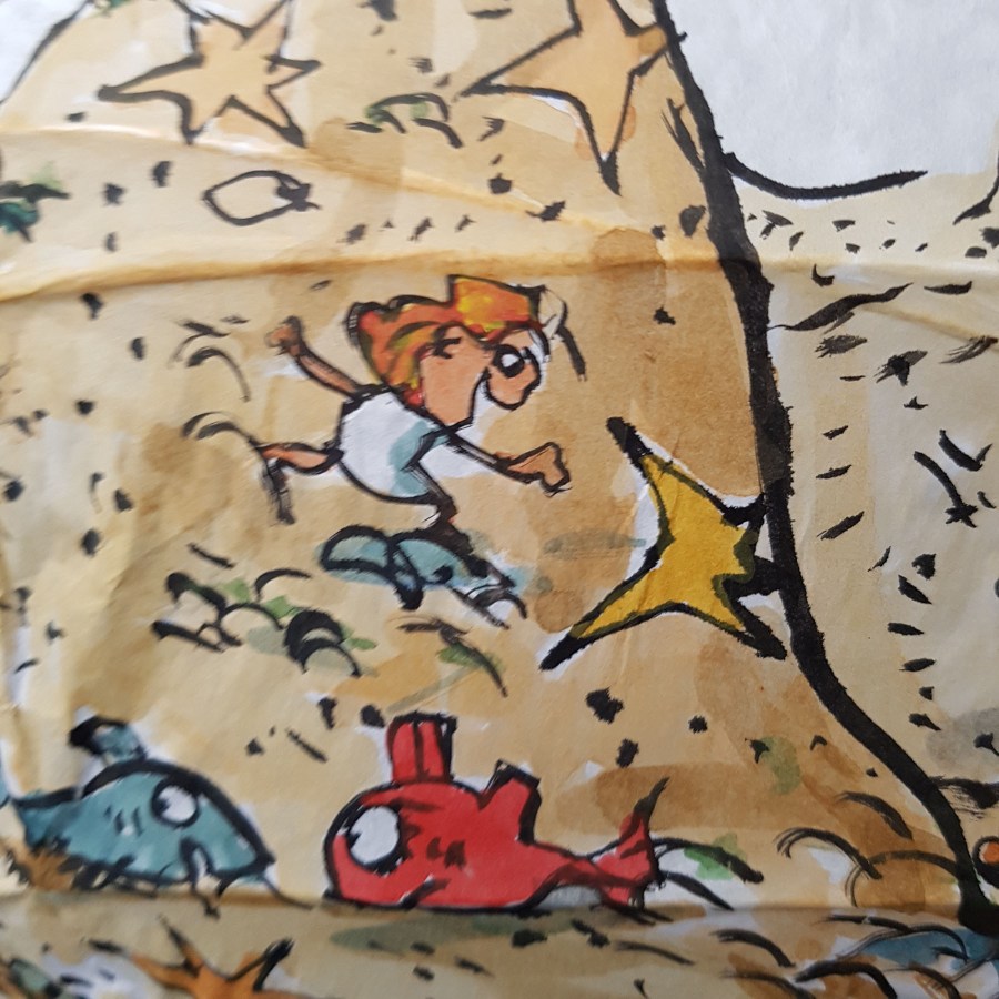 No man is an island at low tide art by Frits Ahlefeldt. SpherePainting on Rice paper lamp