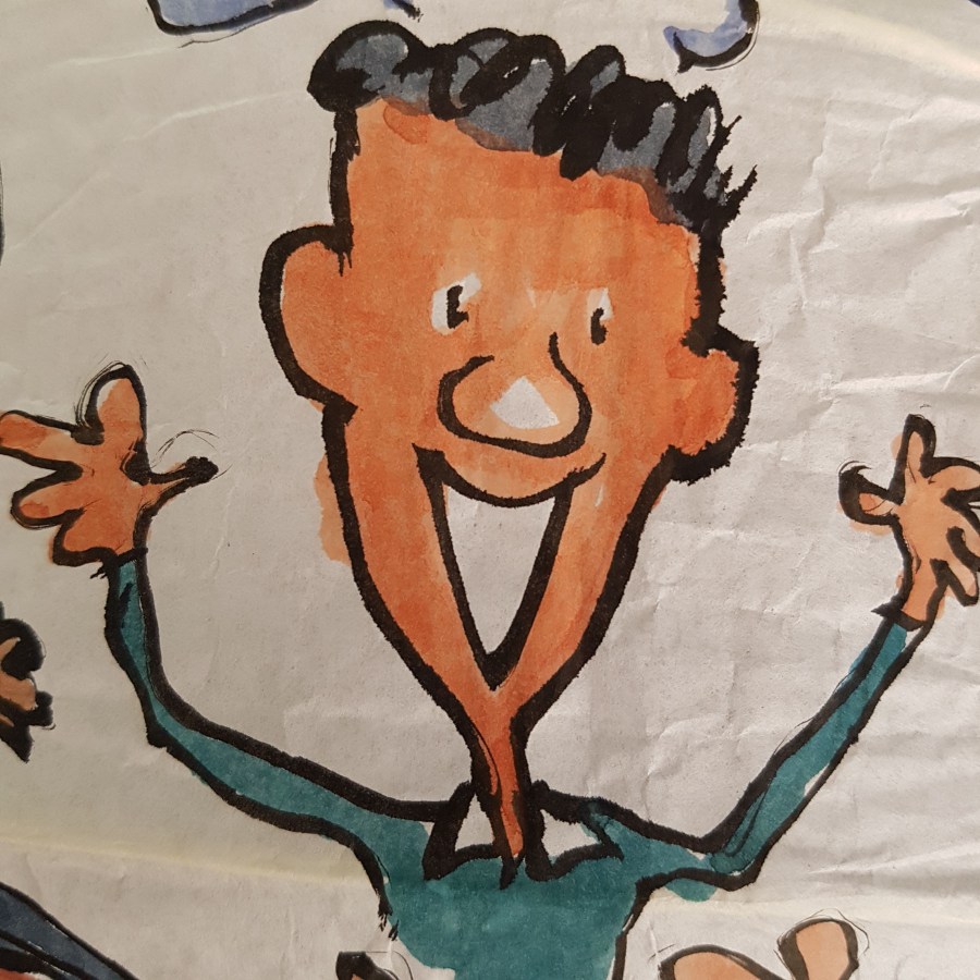 Detail - Happy people all around painting by Frits Ahlefeldt. On Rice paper Lamp