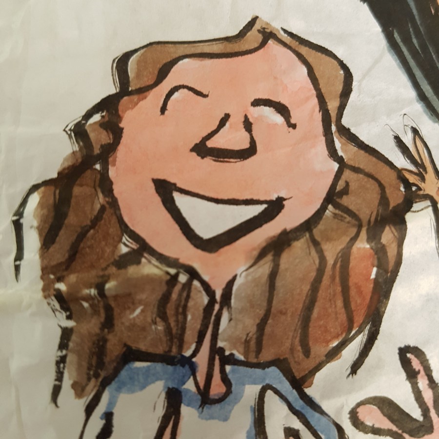 Detail - Happy people all around painting by Frits Ahlefeldt. On Rice paper Lamp