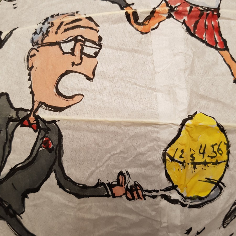 Egg Run with egg timer Detail drawing by Frits Ahlefeldt on Rice paper lamp