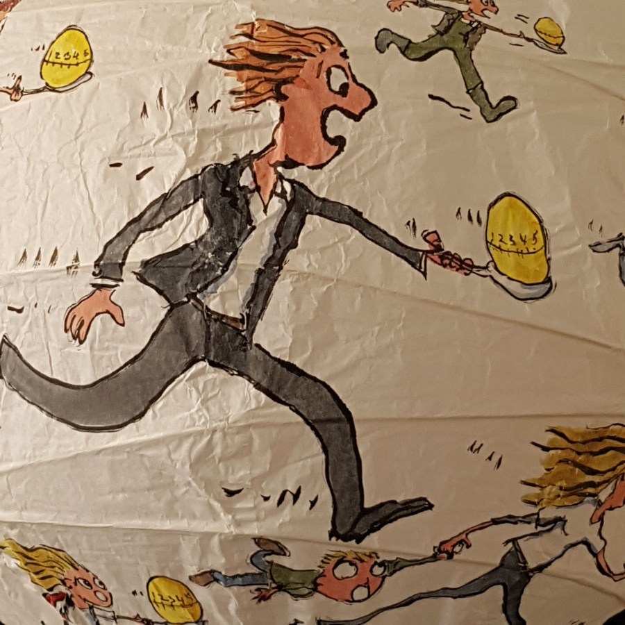 Egg Run with egg timer Detail drawing by Frits Ahlefeldt on Rice paper lamp