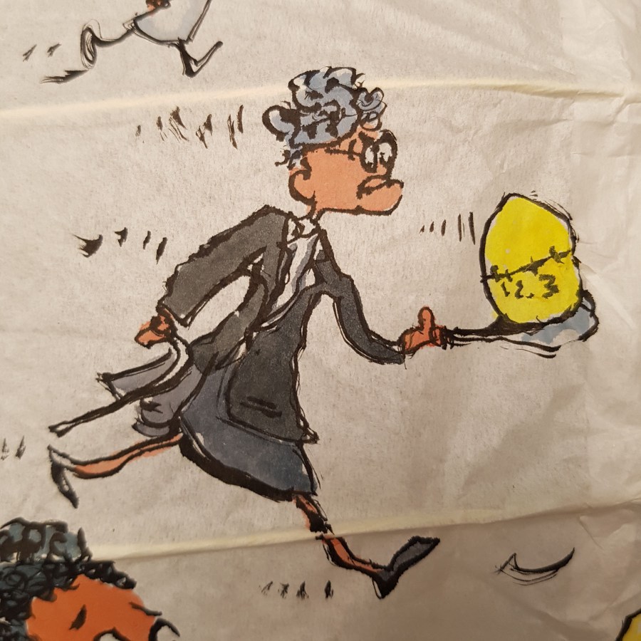 Egg Run with egg timer Detail drawing by Frits Ahlefeldt on Rice paper lamp