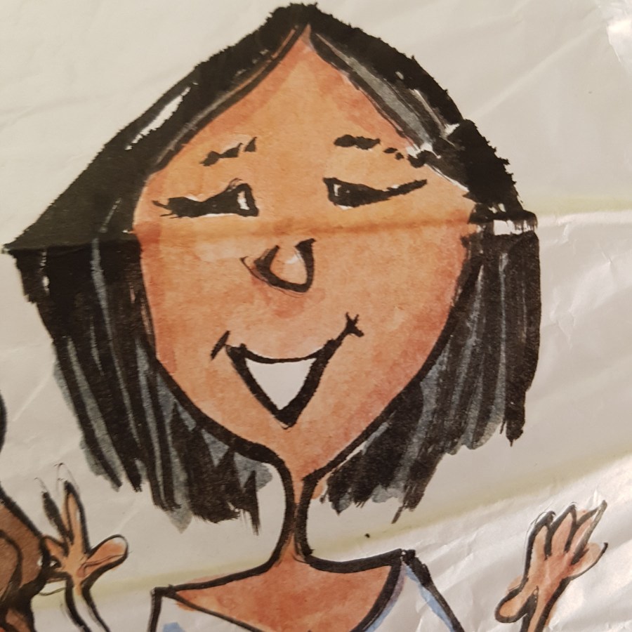 Detail - Happy people all around painting by Frits Ahlefeldt. On Rice paper Lamp