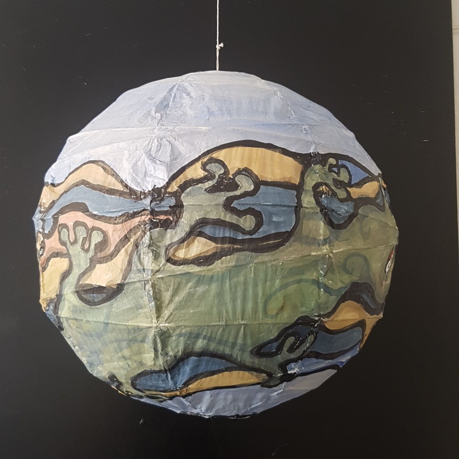 Art on sphere - painting by Frits Ahlefeldt