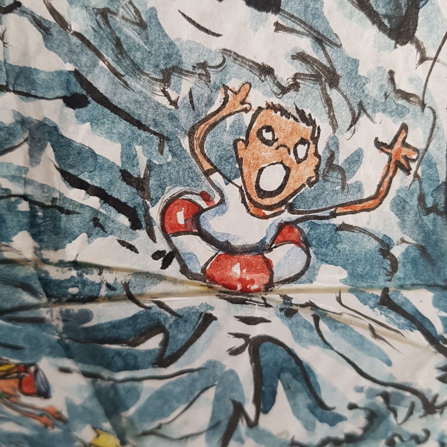 No man is an island at low tide art by Frits Ahlefeldt. SpherePainting on Rice paper lamp