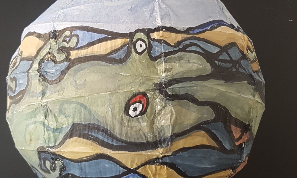 Art on sphere - painting by Frits Ahlefeldt