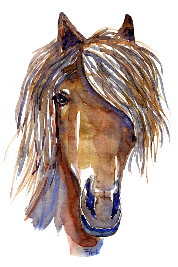 Horse head painting. Watercolor by Frits Ahlefeldt