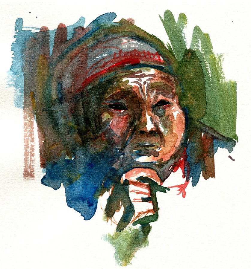 Watercolor people portrait by Frits Ahlefeldt
