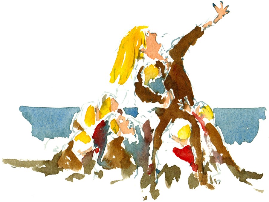 Woman with children protecting them. Watercolor people portrait by Frits Ahlefeldt