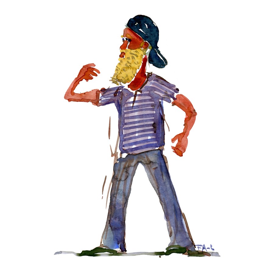 Man Watercolor people portrait by Frits Ahlefeldt